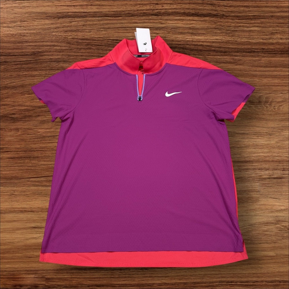 Nike Court Dri-Fit Adv Slim Fit Tennis Polo Shirt Men's XL Pink Purple - Picture 2 of 8